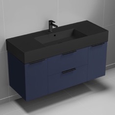 Floating Bathroom Vanity, Modern, Blue, 48 inch